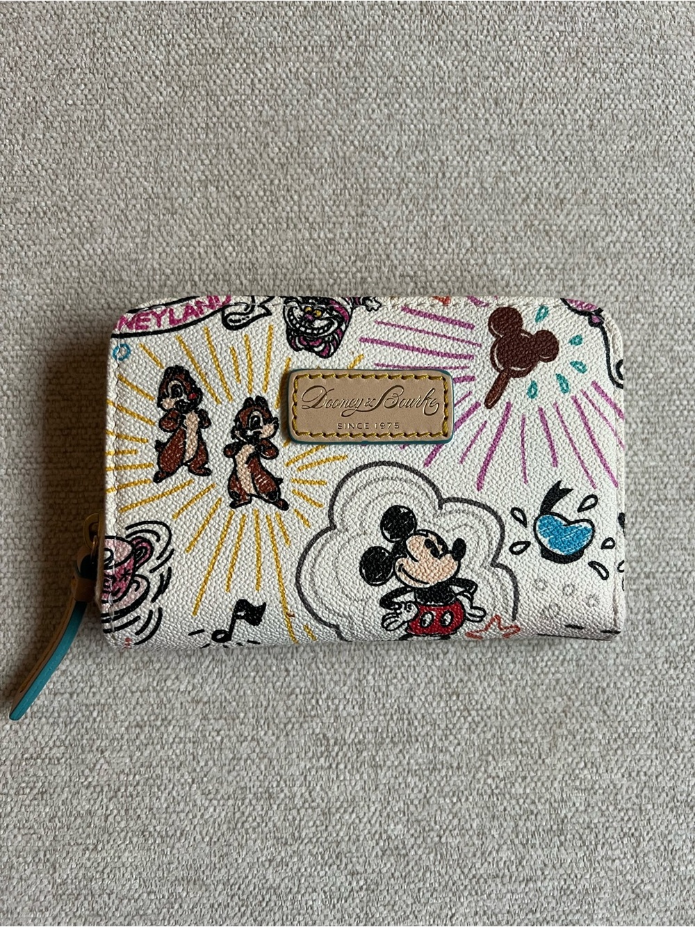Disney Dooney & Bourke White Mickey & Friends Zip Around Wallet